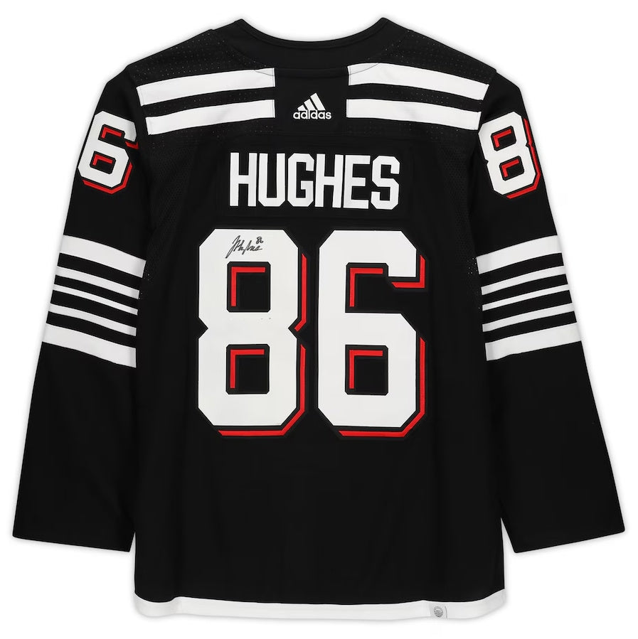 NJ.Devils #86 Jack Hughes Fanatics Authentic Autographed Alternate Limited Hockey Jerseys CROVYIE