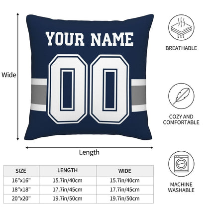 Custom D.Cowboys Pillow Decorative Throw Pillow Case - Print Personalized Football Team Fans Name & Number Birthday Gift Football Pillows