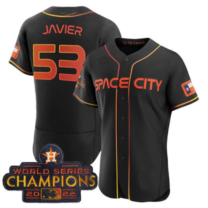 Houston Astros #53 CRISTIAN JAVIER  BLACK 2023 SPACE CITY CHAMPIONS FLEX JERSEY ¨CALL STITCHEDBaseball Jerseys