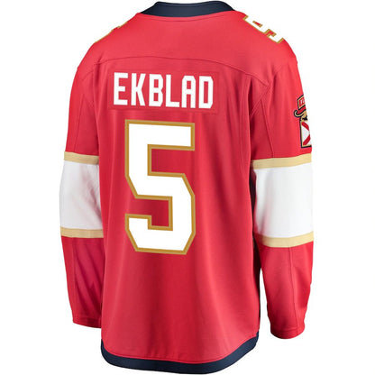 F.Panthers #5 Aaron Ekblad Fanatics Branded Breakaway Player Jersey Red Stitched American Hockey Jerseys CROVYIE