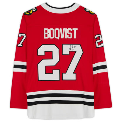 C.Blackhawks #27 Adam Boqvist Fanatics Authentic Autographed Fanatics Breakaway Jersey Red Stitched American Hockey Jerseys CROVYIE