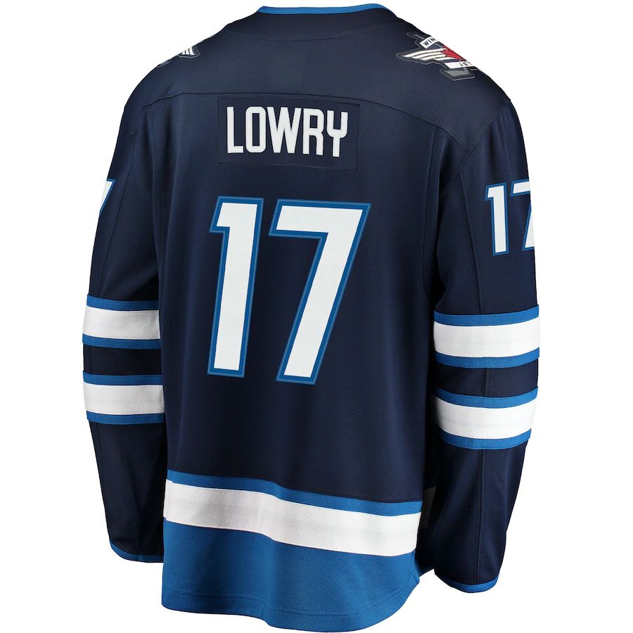 W.Jets #17 Adam Lowry Fanatics Branded Breakaway Replica Jersey Navy Stitched American Hockey Jerseys CROVYIE