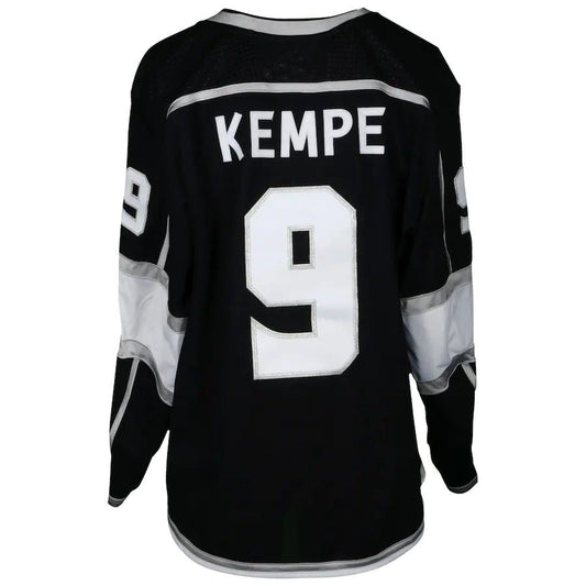 LA.Kings #9 Adrian Kempe Fanatics Authentic Game-Used  Black Jersey from the 2018 Playoffs  Stitched American Hockey Jerseys CROVYIE