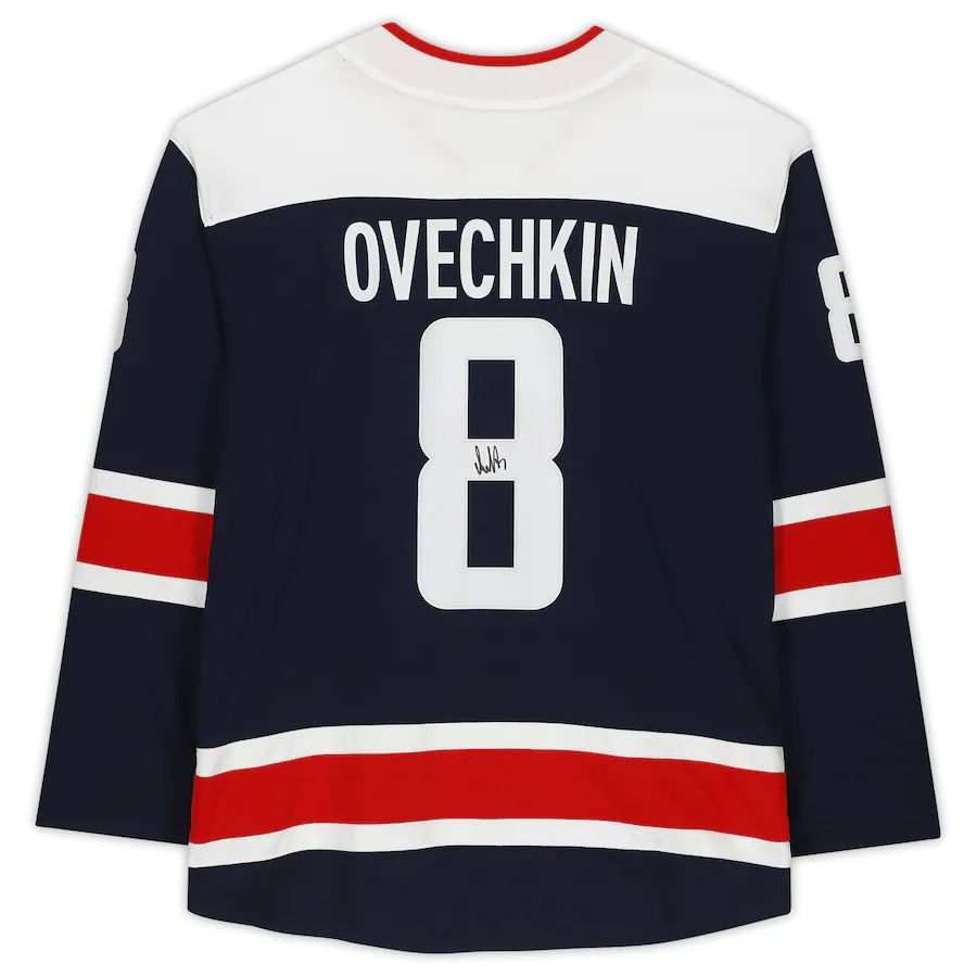 W.Capitals #8 Alex Ovechkin Fanatics Authentic Autographed Branded Alternate Breakaway Jersey Navy Stitched American Hockey Jerseys CROVYIE