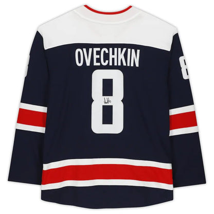 W.Capitals #8 Alex Ovechkin Fanatics Authentic Autographed Branded Alternate Breakaway Jersey Navy Stitched American Hockey Jerseys CROVYIE