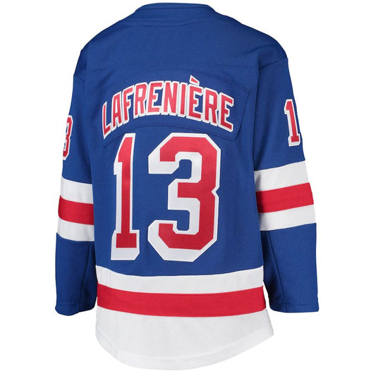 NY.Rangers #13 Alexis Lafreniere Home Premier Player Jersey Blue Jersey Stitched American Hockey Jerseys CROVYIE