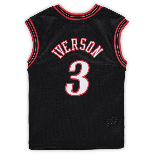 PH.76ers #3 Allen Iverson Mitchell & Ness Preschool 2000-2001 Hardwood Classics Throwback Team Jersey Black Stitched American Basketball Jersey