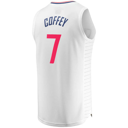 LA.Clippers #7 Amir Coffey  Fanatics Branded Fast Break Replica Player Jersey White Association Edition Stitched American Basketball Jersey