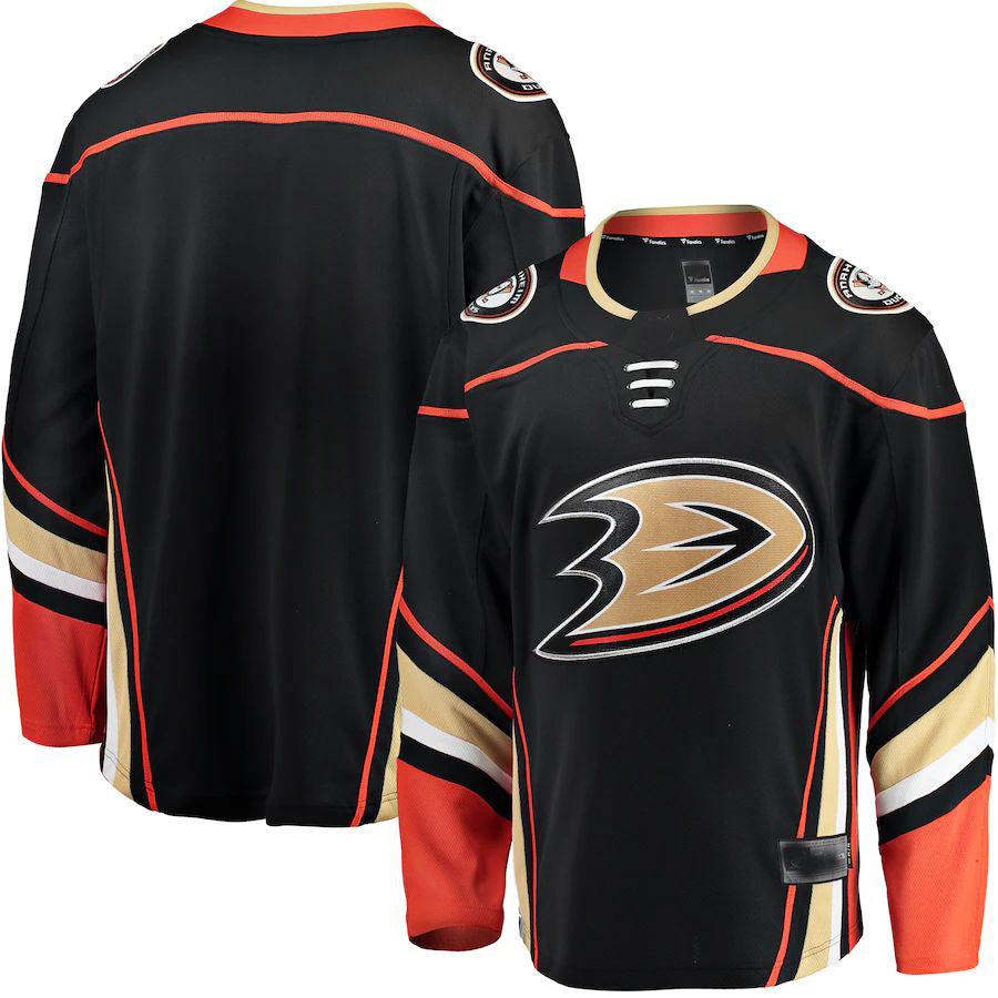 A.Ducks Fanatics Branded Breakaway Home Jersey Black Stitched American Hockey Jerseys CROVYIE