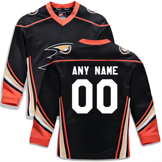 Custom A.Ducks Fanatics Branded Home Replica Custom Jersey Black Stitched American Hockey Jerseys CROVYIE