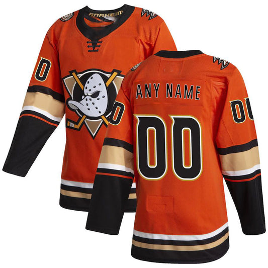 Custom A.Ducks Alternate Authentic Jersey Orange Stitched American Hockey Jerseys CROVYIE