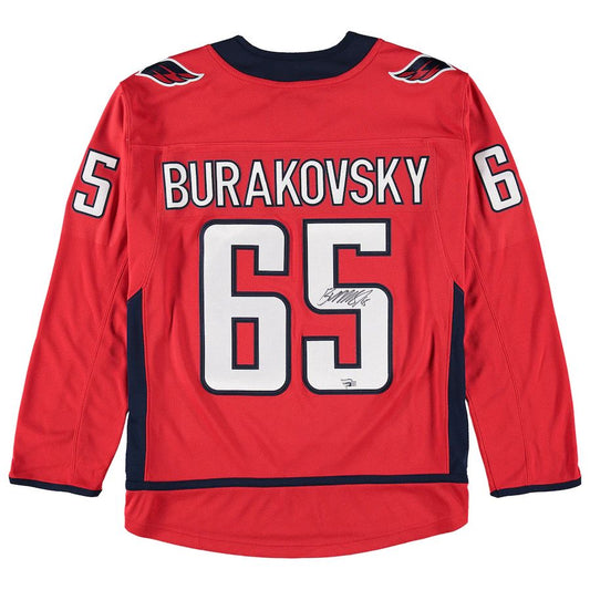 W.Capitals #65 Andre Burakovsky Fanatics Authentic Autograph Jersey  Red Stitched American Hockey Jerseys CROVYIE
