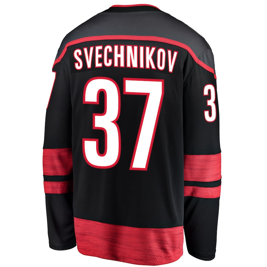 C.Hurricanes #37 Andrei Svechnikov Fanatics Branded Alternate Premier Breakaway Player Jersey Black Stitched American Hockey Jerseys CROVYIE