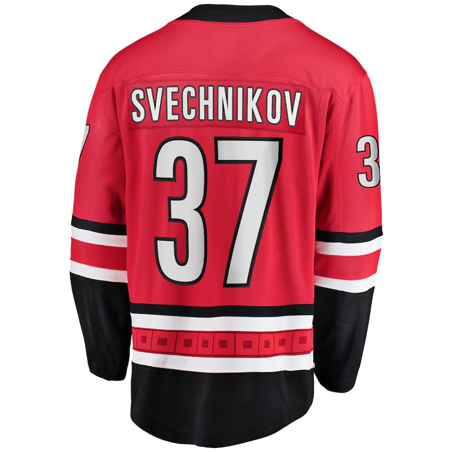 C.Hurricanes #37 Andrei Svechnikov Hurricanes Fanatics Branded Home Premier Breakaway Player Jersey Red Stitched American Hockey Jerseys CROVYIE