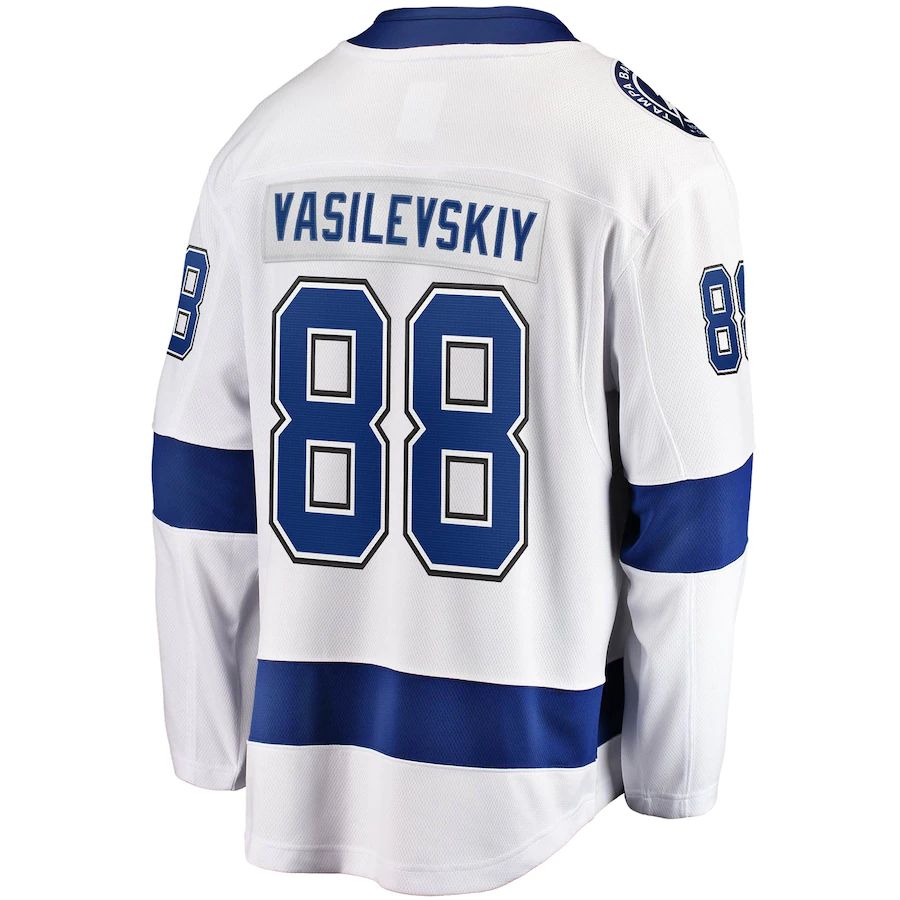 TB.Lightning #88 Andrei Vasilevskiy Fanatics Branded Away Premier Breakaway Player Jersey White Stitched American Hockey Jerseys CROVYIE