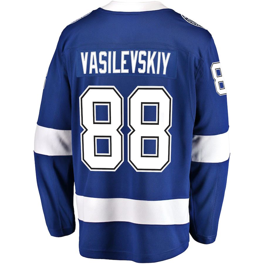 TB.Lightning #88 Andrei Vasilevskiy Fanatics Branded Home Premier Breakaway Player Jersey Blue Stitched American Hockey Jerseys CROVYIE
