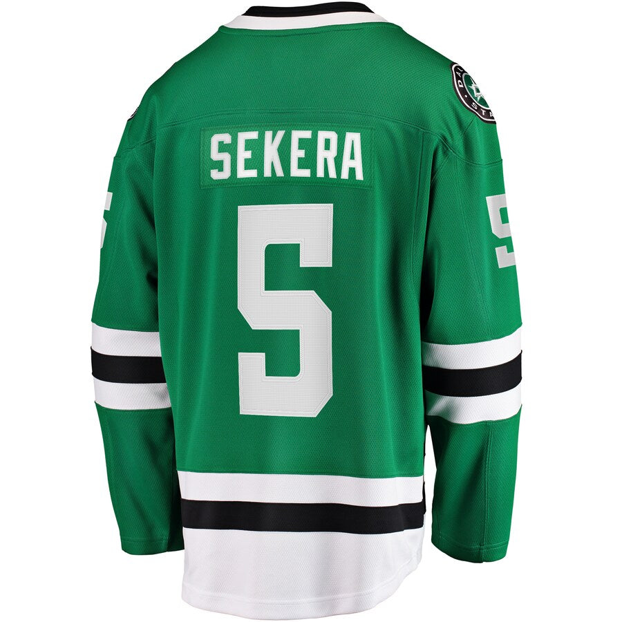 D.Stars #5 Andrej Sekera Fanatics Branded Breakaway Home Player Jersey Kelly Green Stitched American Hockey Jerseys CROVYIE