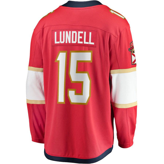 F.Panthers #15 Anton Lundell Fanatics Branded Home Breakaway Player Jersey  Red Stitched American Hockey Jerseys CROVYIE