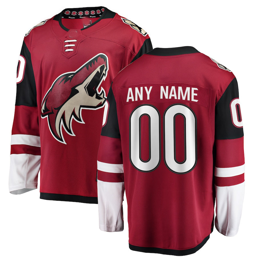 Custom A.Coyotes Fanatics Branded Home Breakaway Jersey Red Stitched American Hockey Jerseys CROVYIE