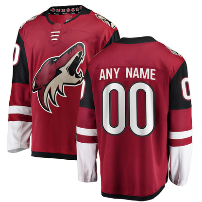 Custom A.Coyotes Fanatics Branded Home Breakaway Jersey Red Stitched American Hockey Jerseys CROVYIE