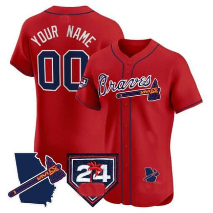 Custom Atlanta Braves 2024 Spring Training & Georgia Patch Vapor Premier Elite ¨C All Stitched Baseball Jersey