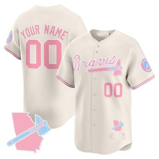 Custom Atlanta Braves Bubblegum Pink Vapor Premier Limited ¨C All Stitched Baseball Jersey