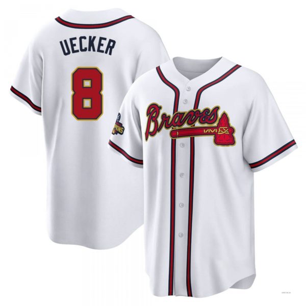 Atlanta Braves #8 Bob Uecker Gold White 2022 Program Jersey Stitches Baseball Jerseys