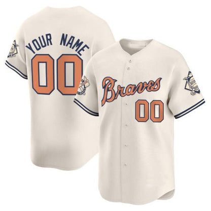 Custom Atlanta Braves Peaches n¡¯ Cream Vapor Premier Limited ¨C All Stitched Baseball Jersey