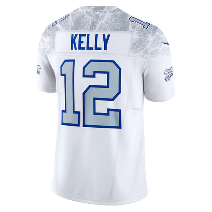 B.Bills #12 Jim Kelly 2025 Rivalries Collection Retired Player Limited Jersey-FAM - White Football Stitched American Jersey-FAM