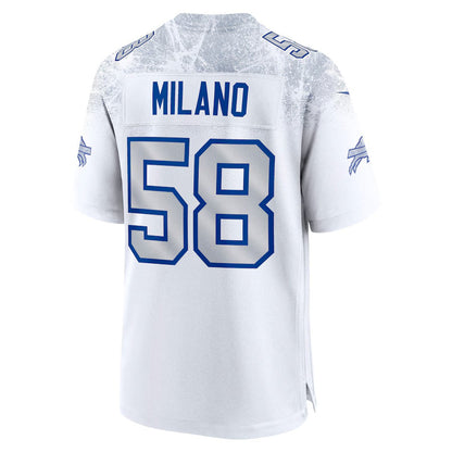 B.Bills #58 Matt Milano 2025 Rivalries Collection Game Jersey-FAM - White Football Stitched American Jersey-FAM