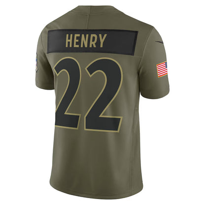 B.Ravens #22 Derrick Henry Olive 2025 Salute to Service Limited Stitched American Football Jerseys