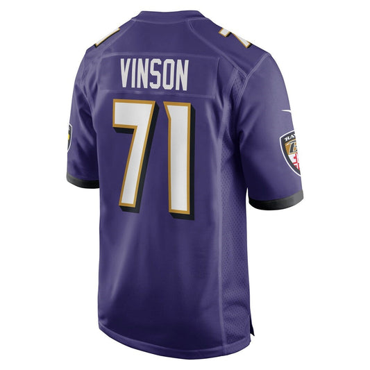 B.Ravens #71 Carson Vinson Purple Team Game Stitched American Football Jerseys