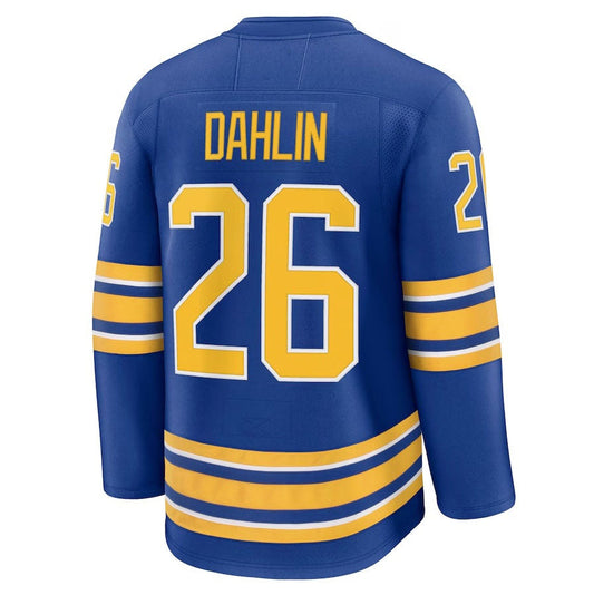 B.Sabres #26 Rasmus Dahlin Fanatics Home Premium Jersey - Royal Stitched American Hockey Jerseys CROVYIE