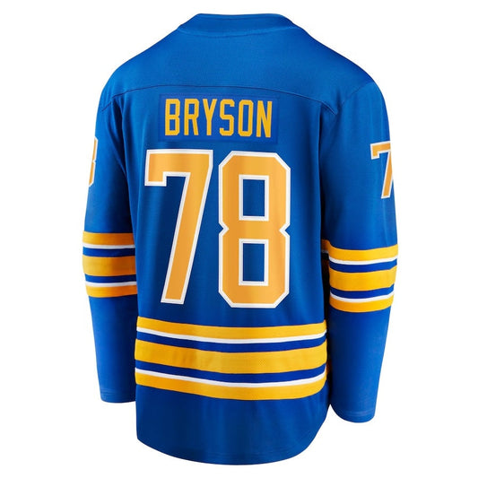 B.Sabres #78 Jacob Bryson Fanatics Home Breakaway Player Jersey - Royal Stitched American Hockey Jerseys CROVYIE