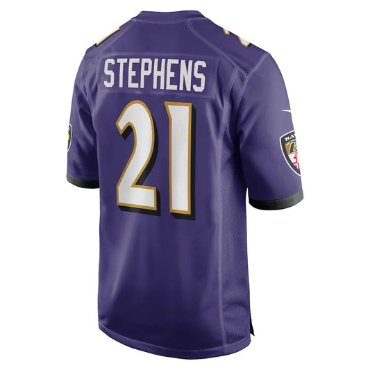 B.Ravens #21 Brandon Stephens Purple Game Jersey Stitched American Football Jerseys