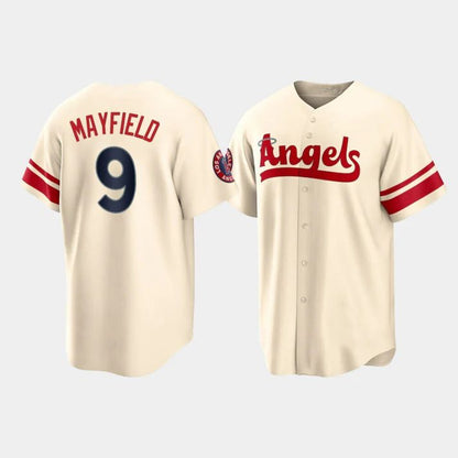 Los Angeles Angels #9 Jack Mayfield Cream Stitched 2022 City Connect Jersey Men Youth Women Baseball Jerseys
