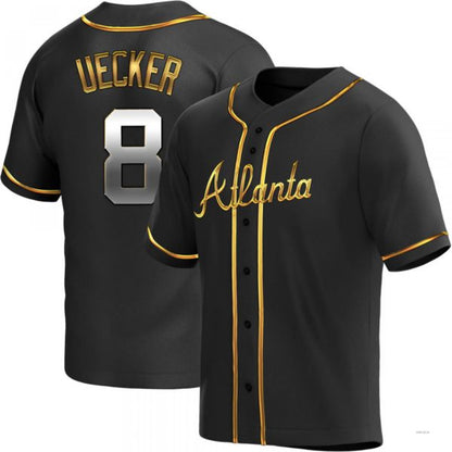 Atlanta Braves #8 Bob Uecker Black Golden Alternate Jersey Stitches Baseball Jerseys
