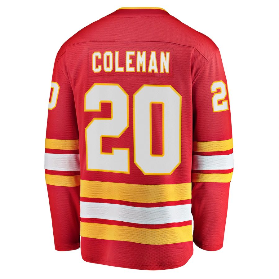 C.Flames #20 Blake Coleman Fanatics Branded Home Breakaway Player Jersey Red Stitched American Hockey Jerseys CROVYIE