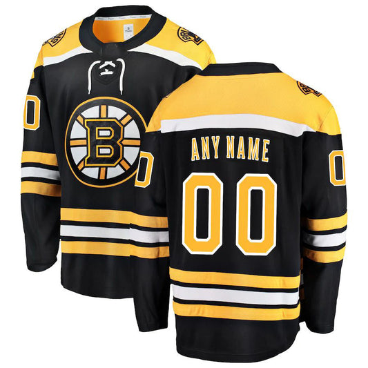 Custom B.Bruins Fanatics Branded Home Breakaway Jersey Black Stitched American Hockey Jerseys CROVYIE