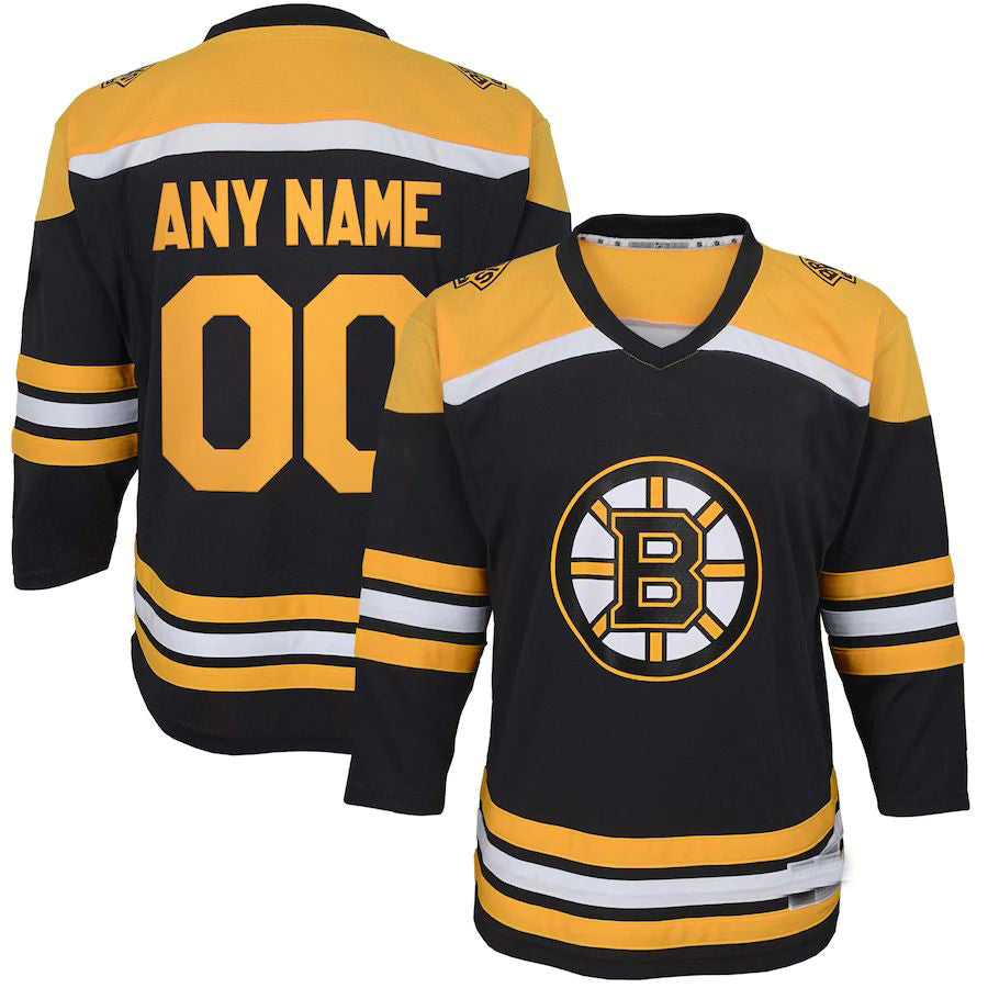 Custom B.Bruins Home Replica Jersey Black Stitched American Hockey Jerseys CROVYIE