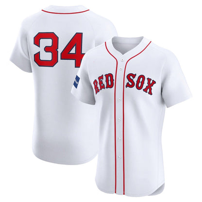 Boston Red Sox #34 David Ortiz Home Elite Sponsor Patch Player Jersey - White Stitched Baseball Jersey