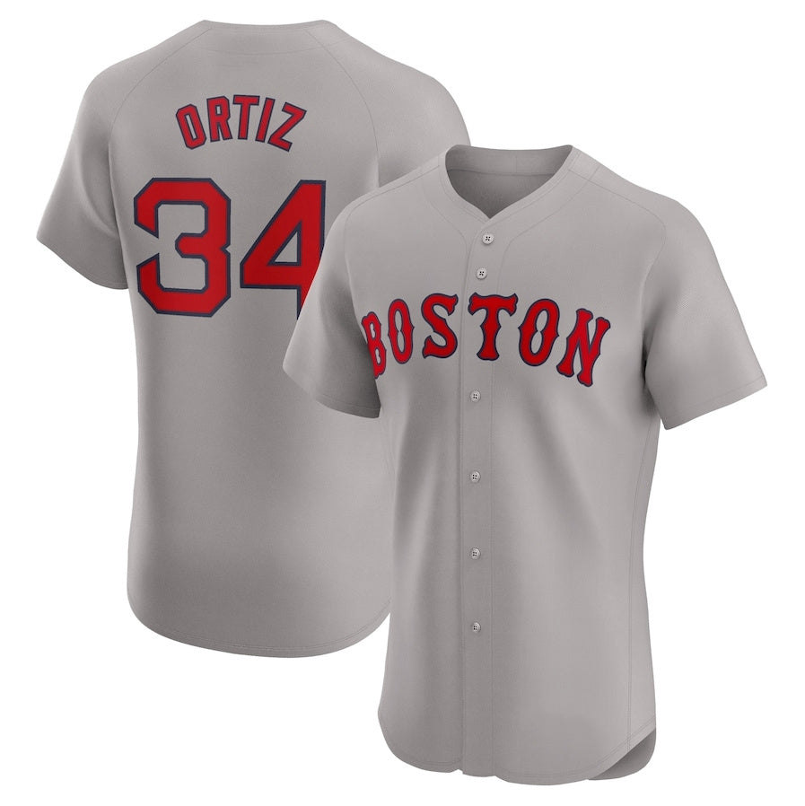 Boston Red Sox #34 David Ortiz Road Elite Player Jersey - Gray Stitched Baseball Jersey
