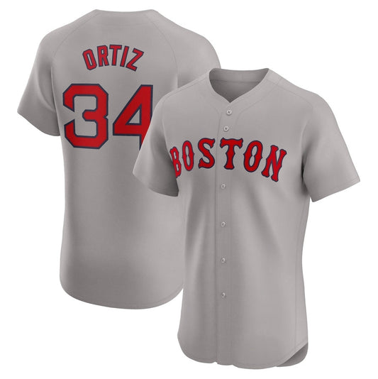 Boston Red Sox #34 David Ortiz Road Elite Player Jersey - Gray Stitched Baseball Jersey