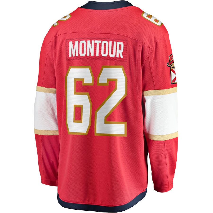 F.Panthers #62 Brandon Montour Fanatics Branded Home Breakaway Player Jersey  Red Stitched American Hockey Jerseys CROVYIE