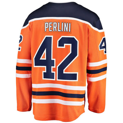 E.Oilers #42 Brendan Perlini Fanatics Branded Home Breakaway Player Jersey  Orange Stitched American Hockey Jerseys CROVYIE