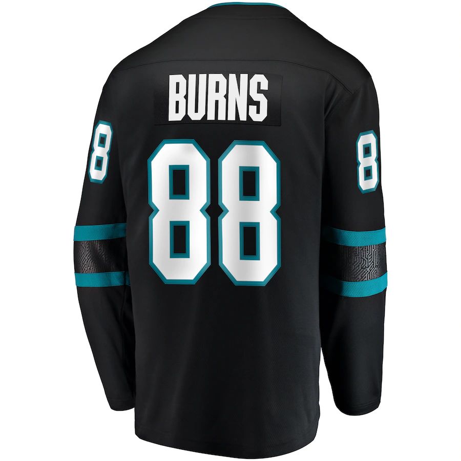 SJ.Sharks #88 Brent Burns Fanatics Branded Alternate Breakaway Player Jersey Black Stitched American Hockey Jerseys CROVYIE