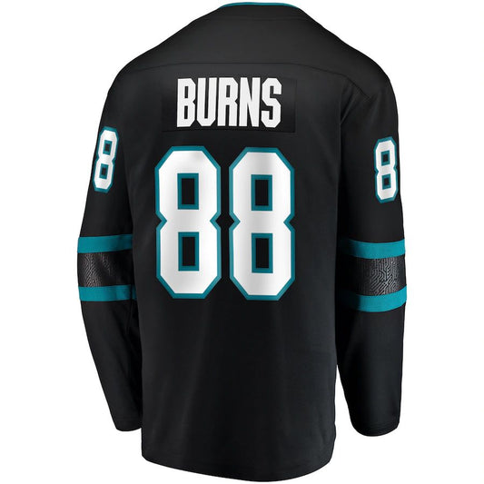 SJ.Sharks #88 Brent Burns Fanatics Branded Alternate Breakaway Player Jersey Black Stitched American Hockey Jerseys CROVYIE