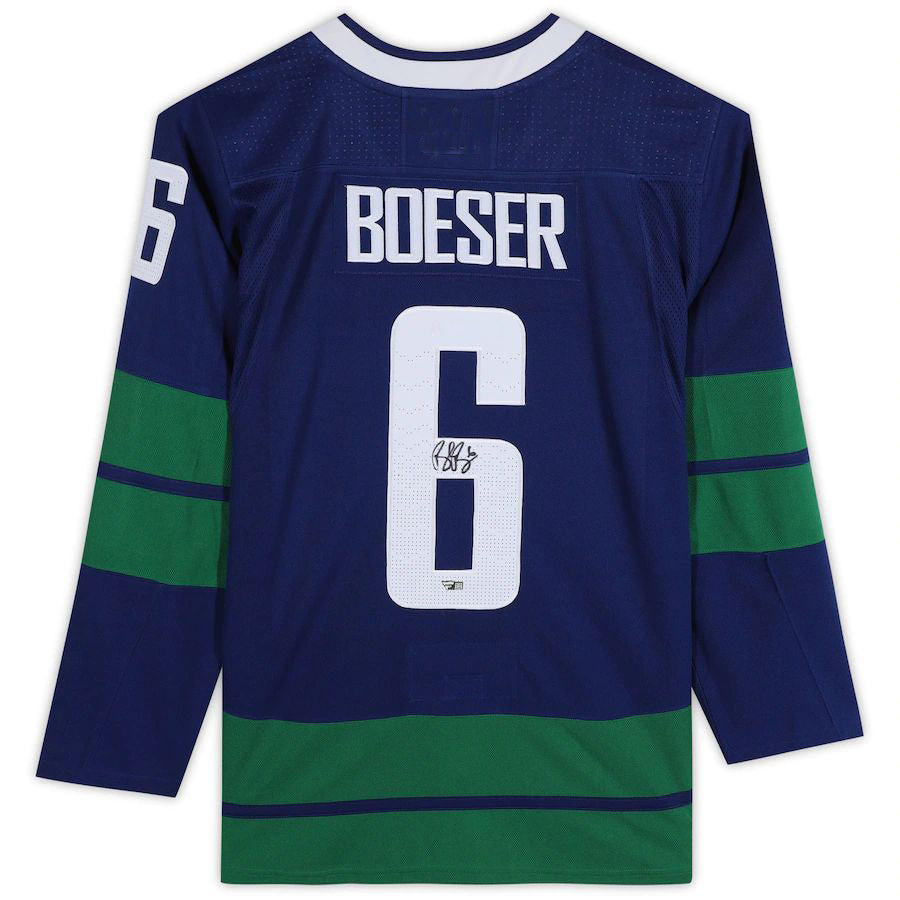 V.Canucks #6 Brock Boeser Fanatics Authentic Autographed  Alternate  Jersey Blue Stitched American Hockey Jerseys CROVYIE