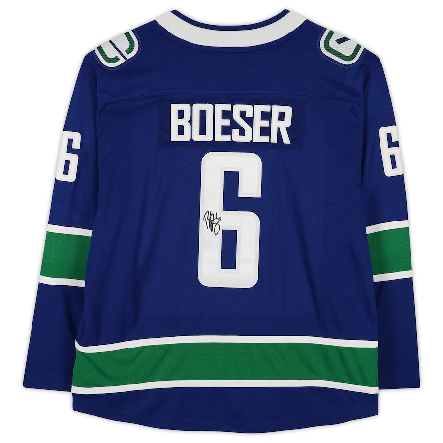 V.Canucks #6 Brock Boeser Fanatics Authentic Autographed Breakaway Jersey Blue Stitched American Hockey Jerseys CROVYIE