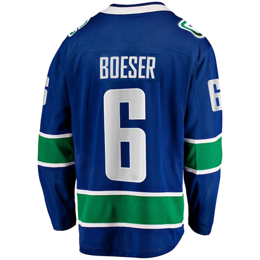 V.Canucks #6 Brock Boeser Fanatics Branded Home Breakaway Jersey Blue Stitched American Hockey Jerseys CROVYIE